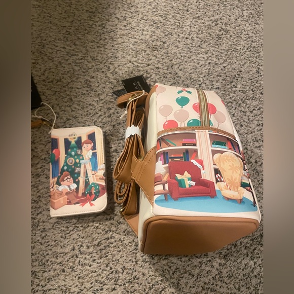Loungefly Disney Pixar Up Carl & Ellie Mini Backpack Christmas Backpack & Wallet - Picture 5 of 7